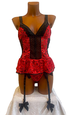 Red Rose Corset s-m i gruppen SEXIGA KLDER / Korsetter hos Lustjakt Svenska AB (5804)