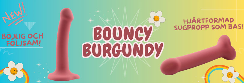 Nya dildon Bouncy Burgundy hos Lustjakt.se