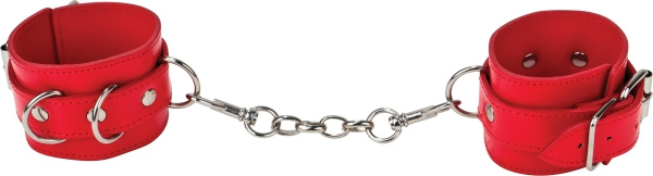 Ouch leather cuffs red