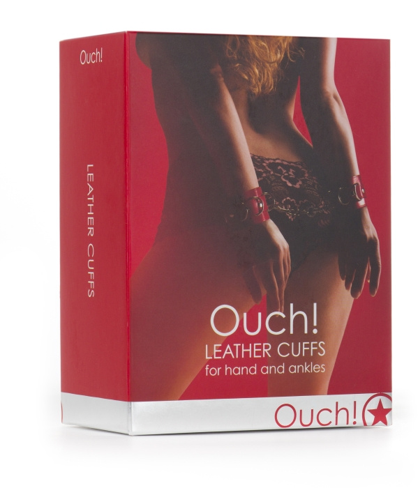 Ouch leather cuffs red